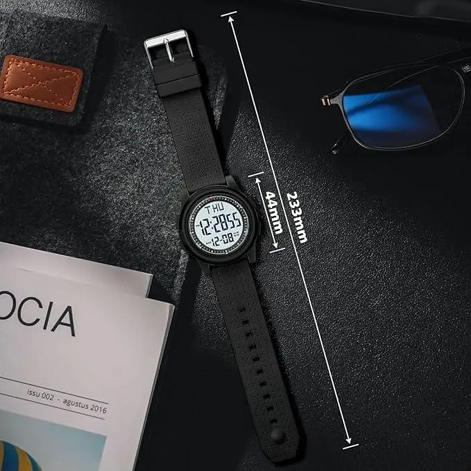 Aswan watch Цифровий годинник для чоловіків з будильником, світлом, датою, секундоміром, подвійним часом - фото 4