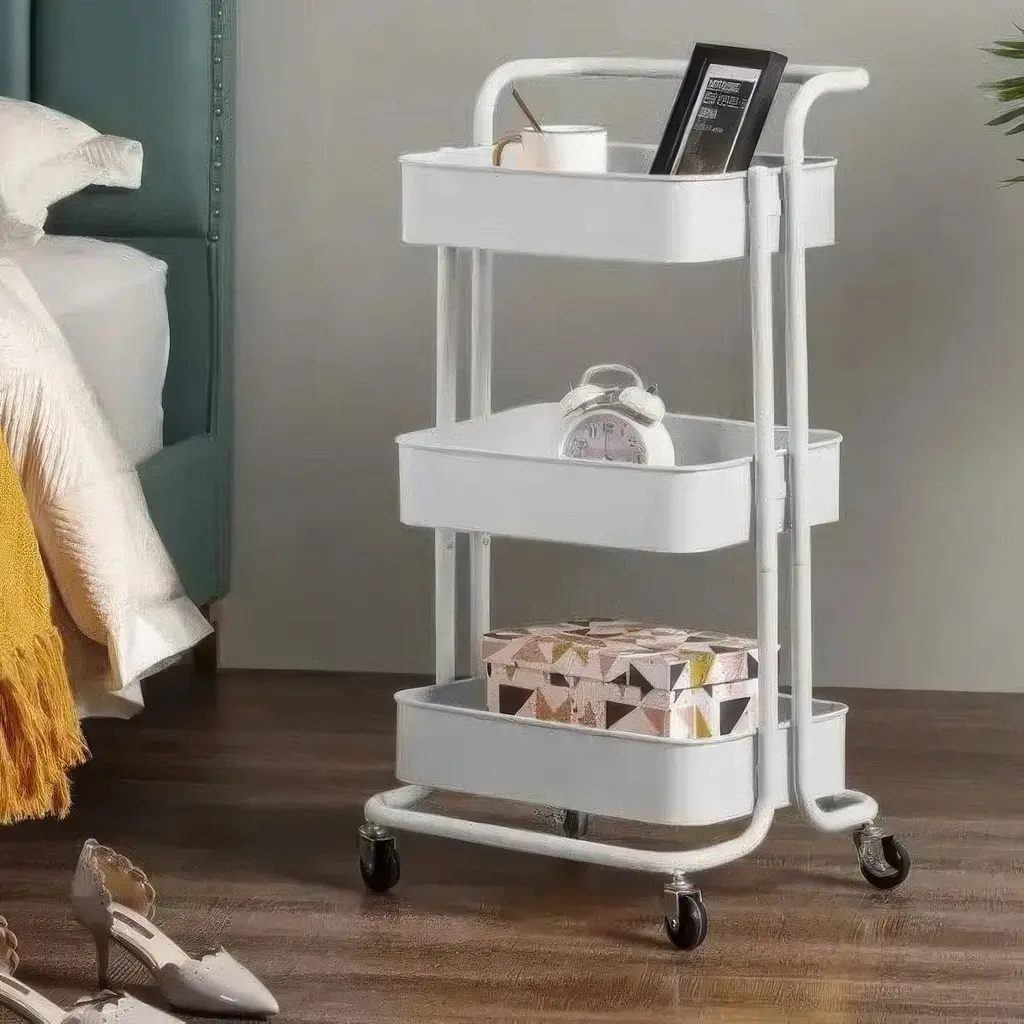 Етажерка на колесах Stenson Comfort WW01355-W 3-ярусна 41х39х86 см біла (36050) - фото 5