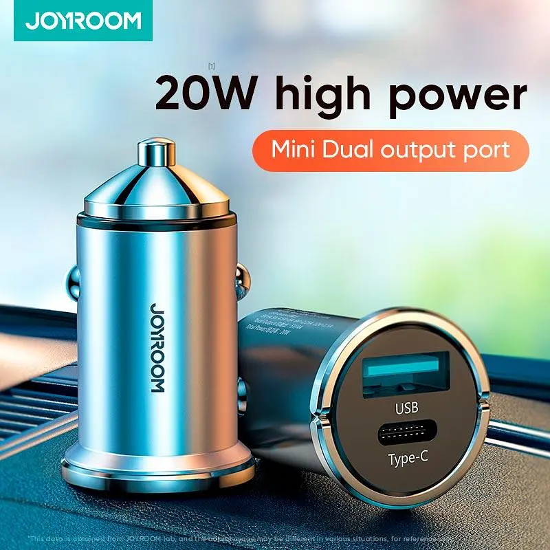 Адаптер автомобильный JOYROOM Mini dual-port ring-pull fast car charger C-A45 1USB и 1Type-c 5A20W - фото 2