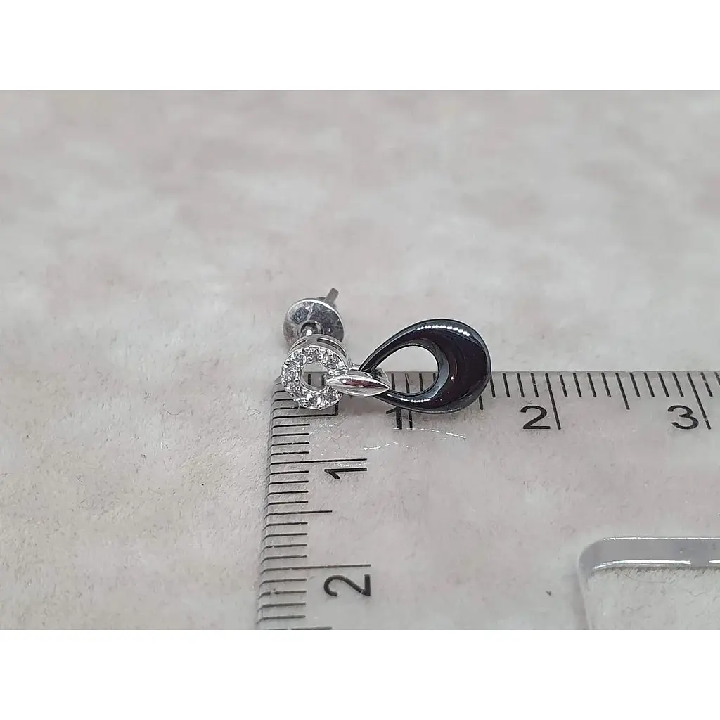 Серебряные серьги Aurora с керамикой и фианитами. С2026Ч - фото 4