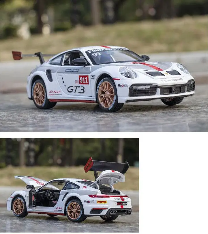 Колекційна металева модель автомобіля АвтоЕксперт Porsche 911 GT3 RSR з інерцією, світлом та звуком 1:32 - фото 6