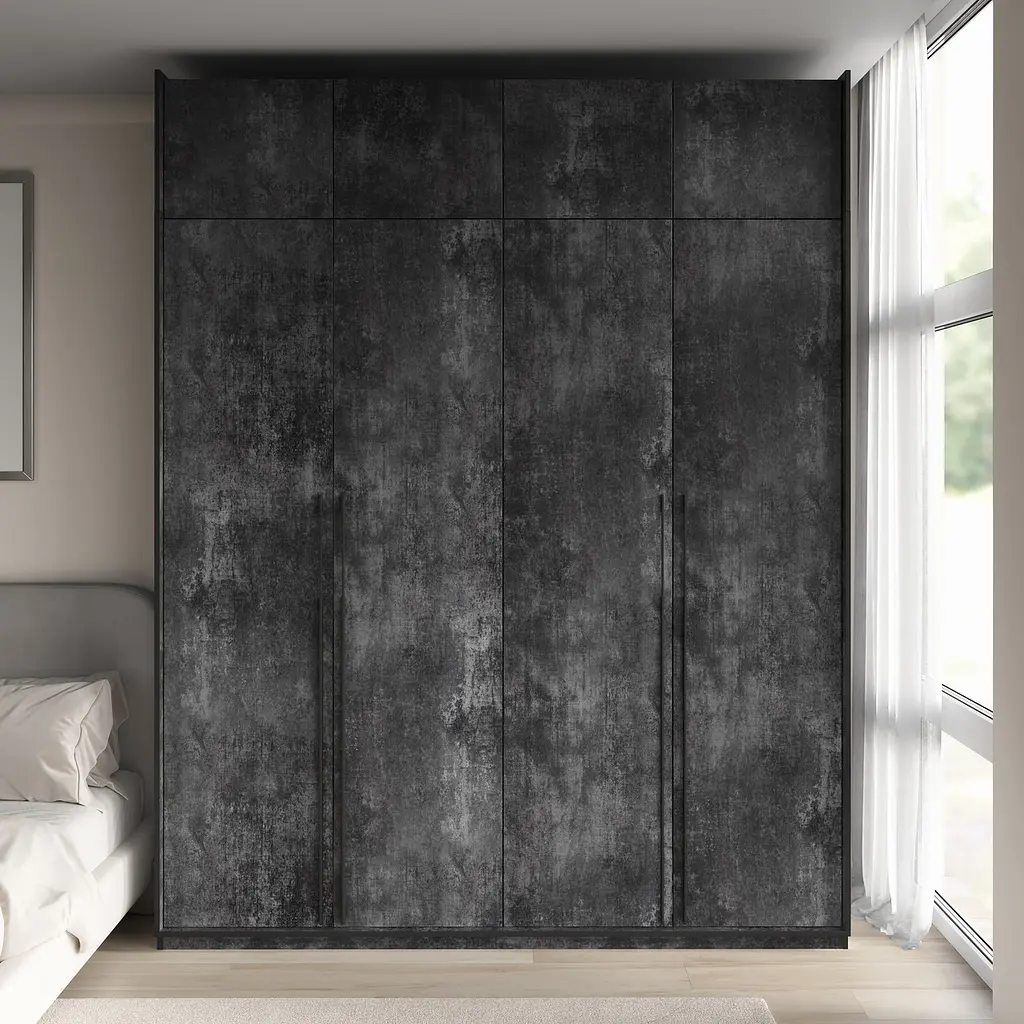 Шафа для одягу Flamecame у спальню з поличками та штангою на 4 двері FR-19 Бетон Темний - фото 3