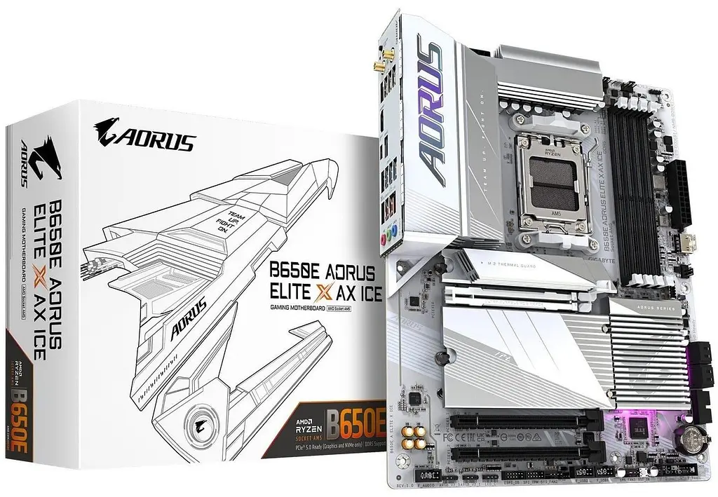 Материнська плата Gigabyte B650E AORUS ELITE X AX ICE (B650E AORUS ELITE X AX ICE) (Socket AM5, AMD B650, ATX) - фото 5