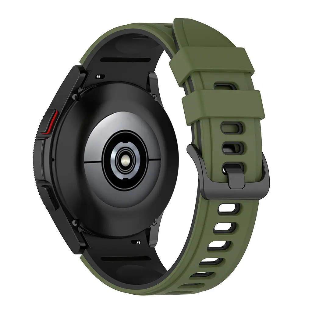 Ремінець для Samsung Galaxy Watch 4 40mm - зелено-чорний ширина кріплення 20мм силікон Watchbands Ricco (W19-2WB39441171) - фото 2