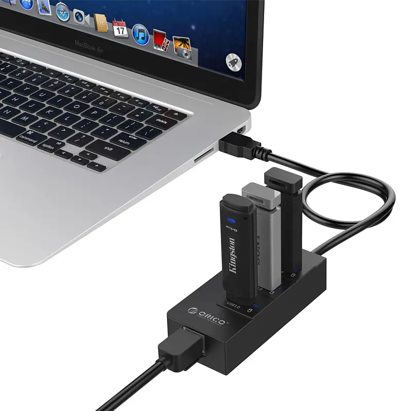 USB-хаб ORICO USB 3.0 3 порти + RJ45 (HR01-U3-V1-BK-BP) - фото 6