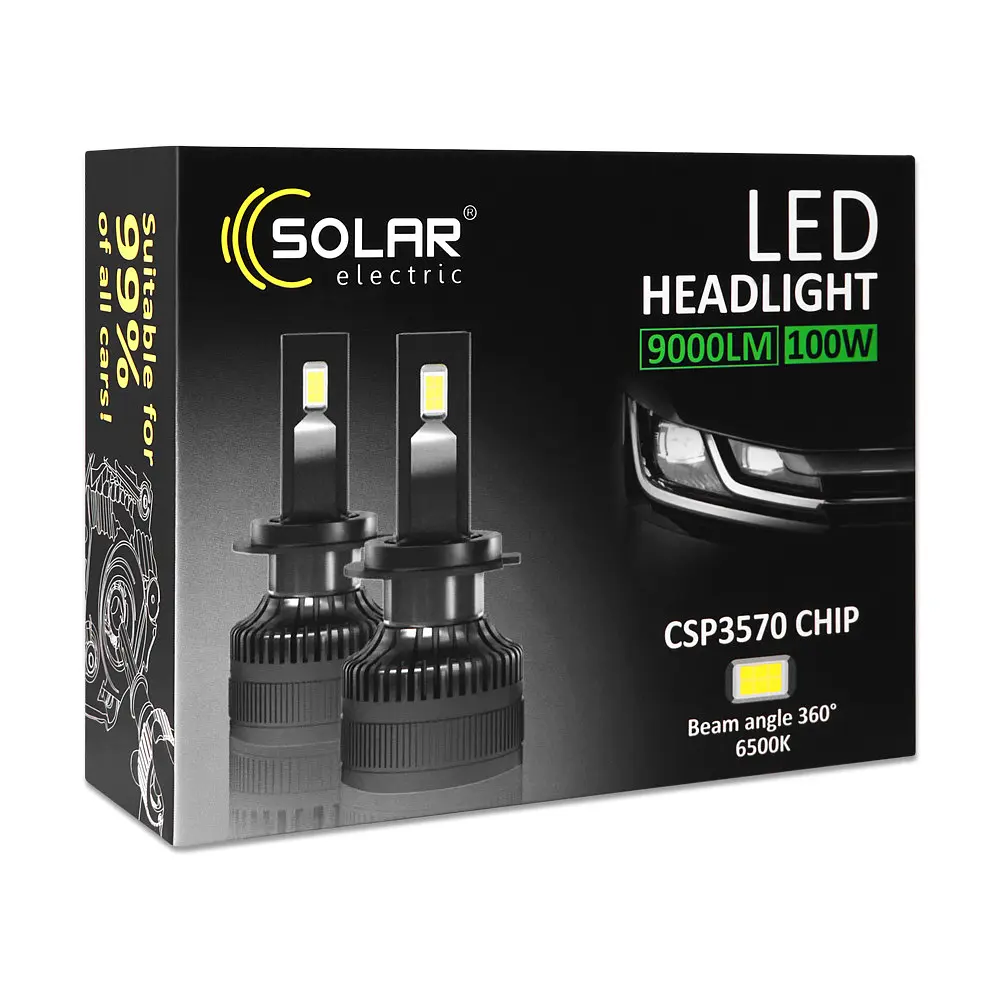Автолампа Solar LED H8-H11-H16 12/24V 100W 9000 Lm 6500K CSP3570 2 шт. (8611S2) - фото 6
