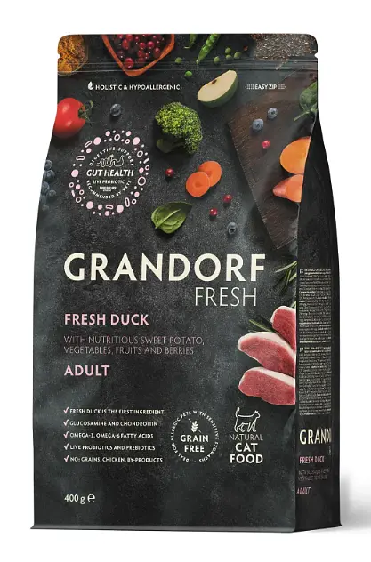 Сухий корм для дорослих котів качка з бататом Grandorf FRESH DUCK & SWEET POTATO ADULT CAT 2 кг