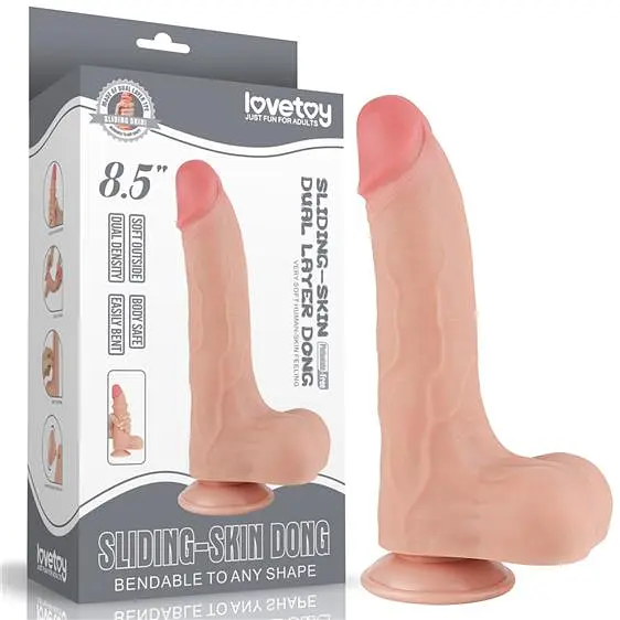 Фалоімітатор - Sliding-Skin Dual Layer Dong 8.5" Flesh #2 - фото 5