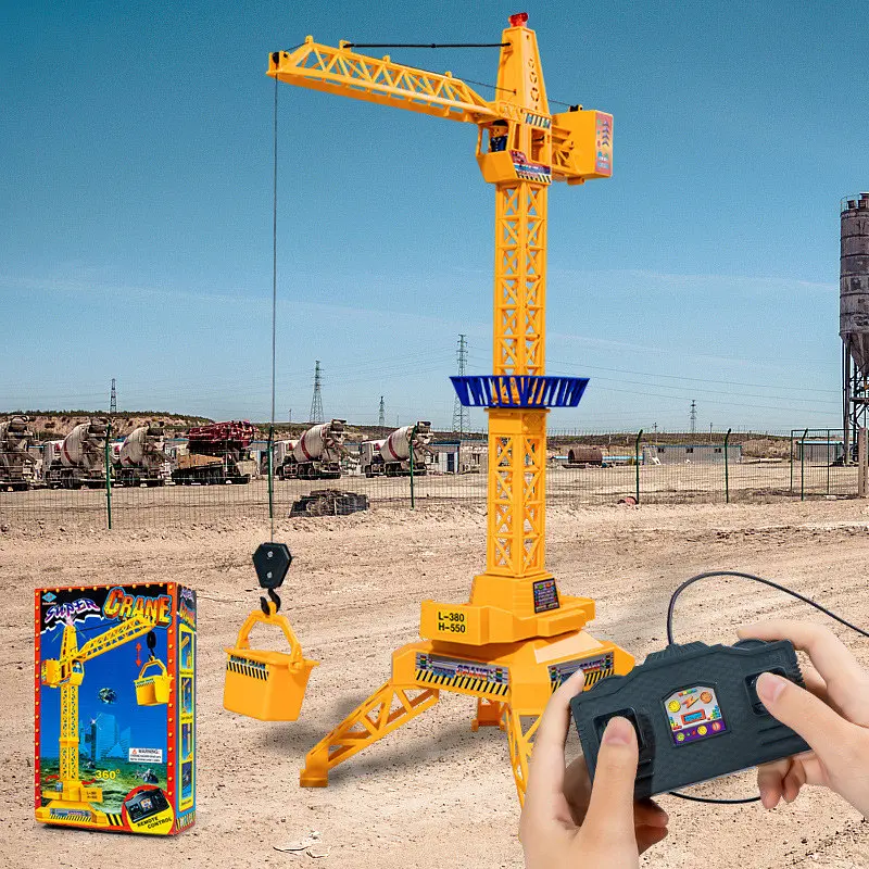 Дитячий баштовий будівельний кран Super Crane на дистанційному керуванні 63 см з обертанням навколо осі, місткістю для вантажу та підсвіткою - фото 4