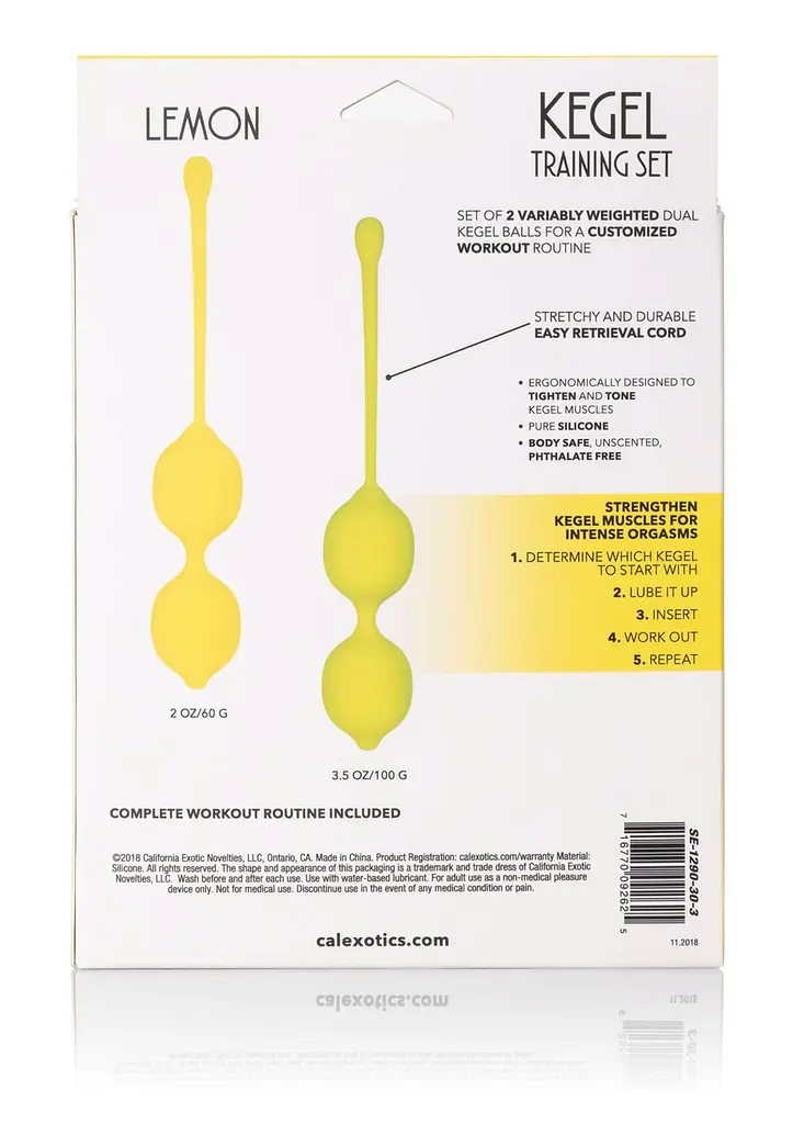 Вагинальные шарики CalExotics Kegel Training Set Lemon, 19 см, желтый - фото 6