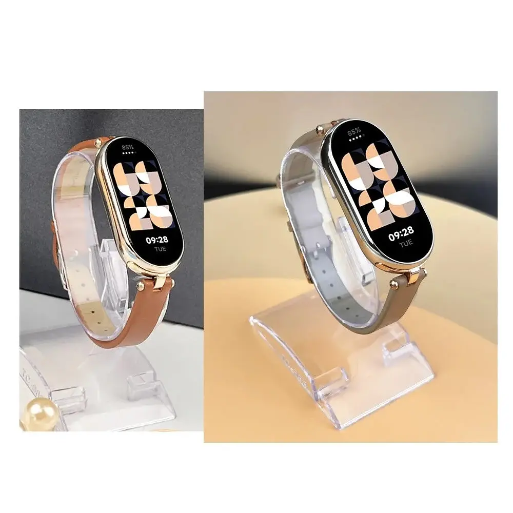 Шкіряний ремінець MiJobs для фітнес-браслета Xiaomi Mi Band 8 і 9 Type A бежевий - фото 3
