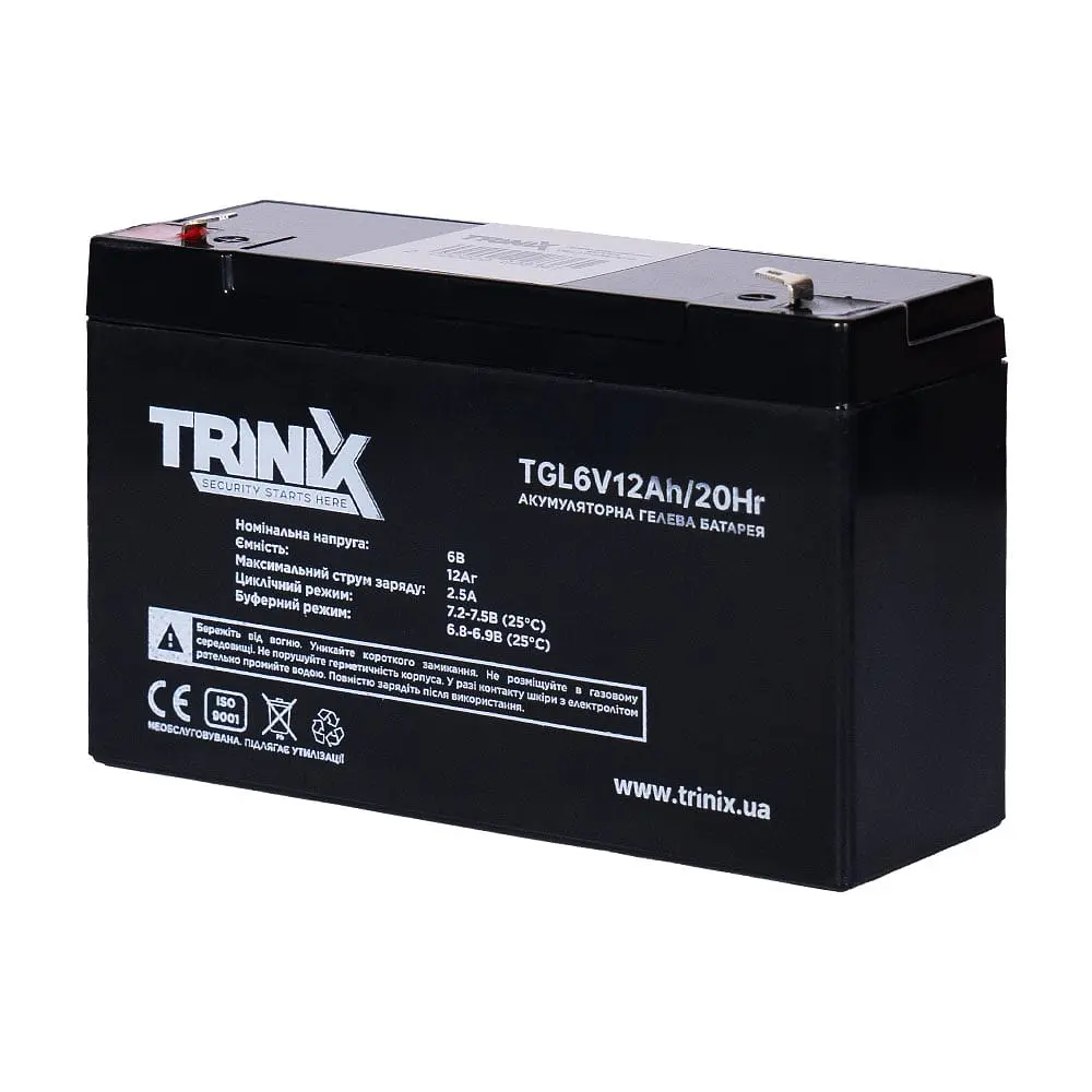 Акумуляторна батарея гелева 6В 12Аг Trinix TGL6V12Ah/20Hr GEL (44-00073) - фото 6