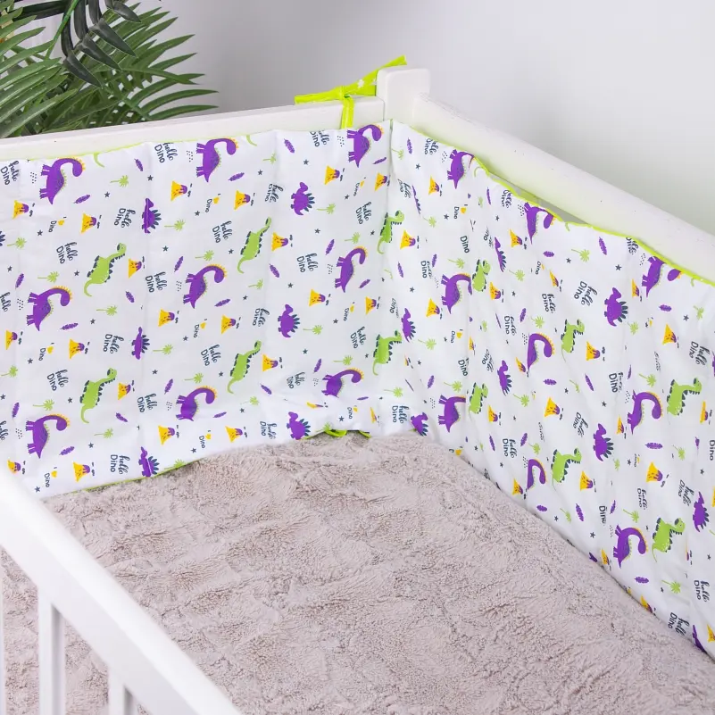 Борт в кроватку MirSon Kids Time 18-0001 Hello Dino защитный белый 4 шт. - фото 2