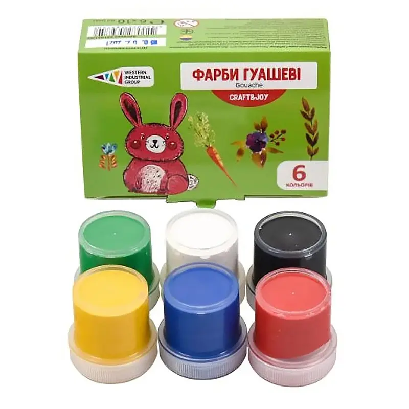 Дитячі гуашеві фарби Gamma "Graft&Joy" 221031/Cr 6 кольорів, по 10 мл - фото 2