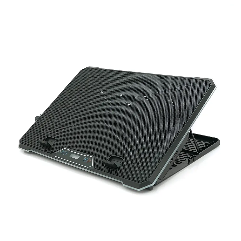 Підставка під ноутбук IceCoorel K15D, 10-19", 15 * 60mm 2550±10% RPM, корпус пластик + алюміній, 2xUSB 2.0 + LCD, 415x296x28mm, RGB, Box, Q10 - фото 2