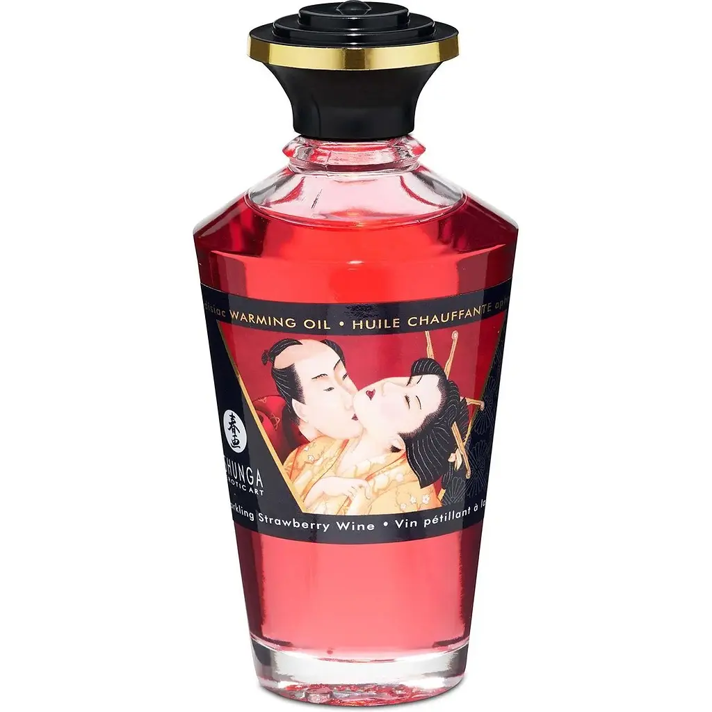 Розігрівальна олія Shunga Aphrodisiac Warming Oil - Sparkling Strawberry Wine (100 мл) - фото 2