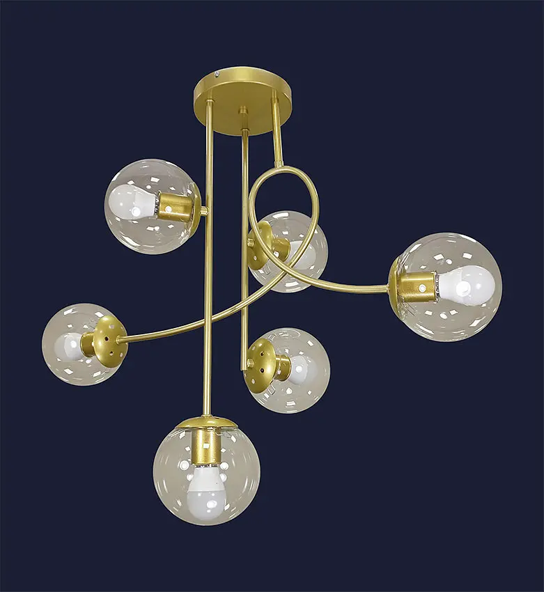 Люстра стельова Levistella 752L7914-6 GD+CL, 6 плафонів, E27, золотий + прозорий, сучасний стиль для дому - фото 2