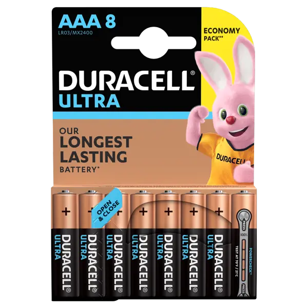 Лужні батарейки мізинчикові Duracell Ultra 1,5 V AAA LR03/MX2400, 8 шт. (5004808) - фото 2