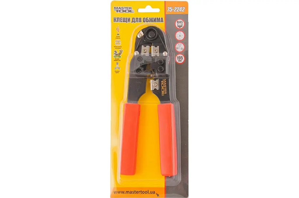 Клещи для опрессовки интернет штекеров Mastertool 195 мм RJ45 75-2242 - фото 2
