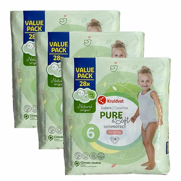Дитячі підгузники Kruidvat Pure & Soft 6 (15-20 кг) 84 шт