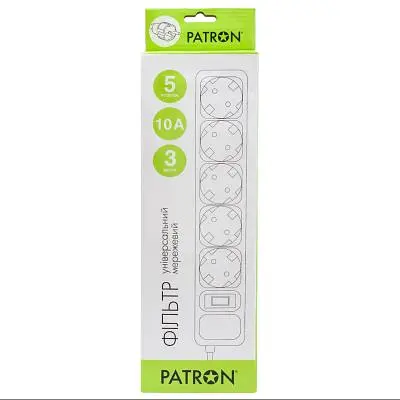 Мережевий фільтр живлення Patron 3.0 m3*1mm2 (SP-1053) 5 розеток BLACK (EXT-PN-SP-1053) - фото 2