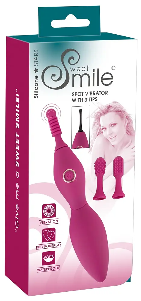 Кліторальний вібратор Sweet Smile Spot Vibrator With 3 Tips 17.9 см рожевий - фото 10