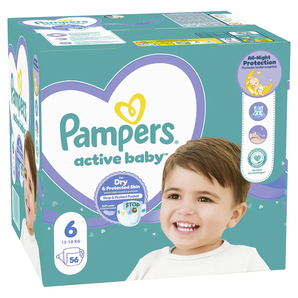 Підгузки Pampers Active Baby Giant Розмір 6 (13-18 кг) 56 шт (8001090950130) - фото 2