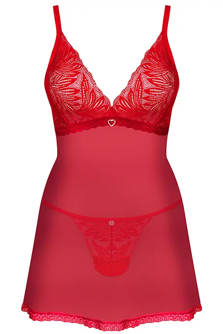 Комплект Obsessive Chilisa babydoll (Червоний, M/L) Obsessive 100381 96947 - фото 3