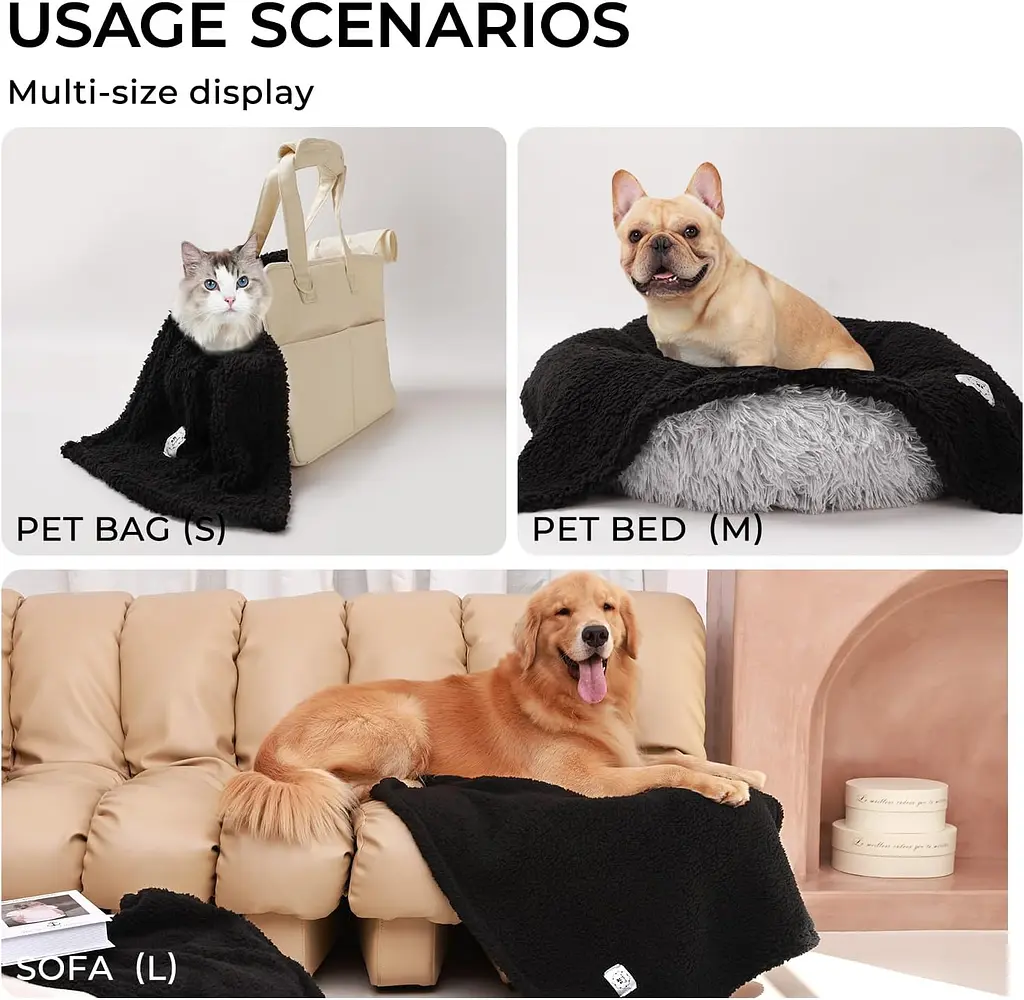 Ковдра для тварин Derby Calming Blankets Fluffy Premium Fleece Чорний 100х120 см - фото 3