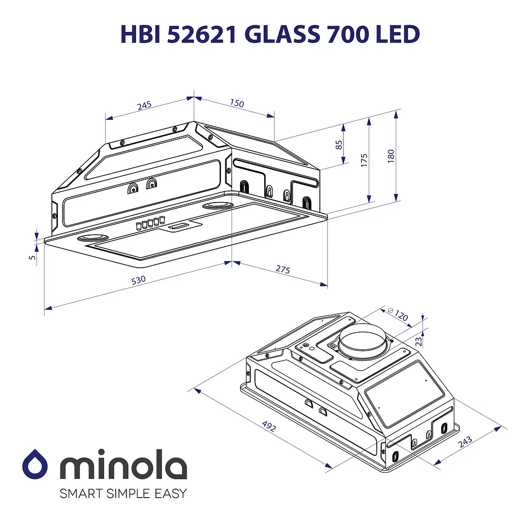 Витяжка повновбудована MINOLA HBI 52621 WH GLASS 700 LED - фото 10