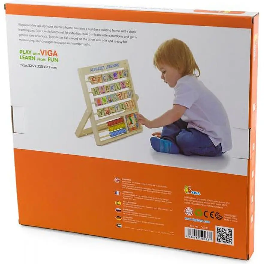 Деревянная игра Viga Toys Английский алфавит с часами и счетами (50033) - фото 4