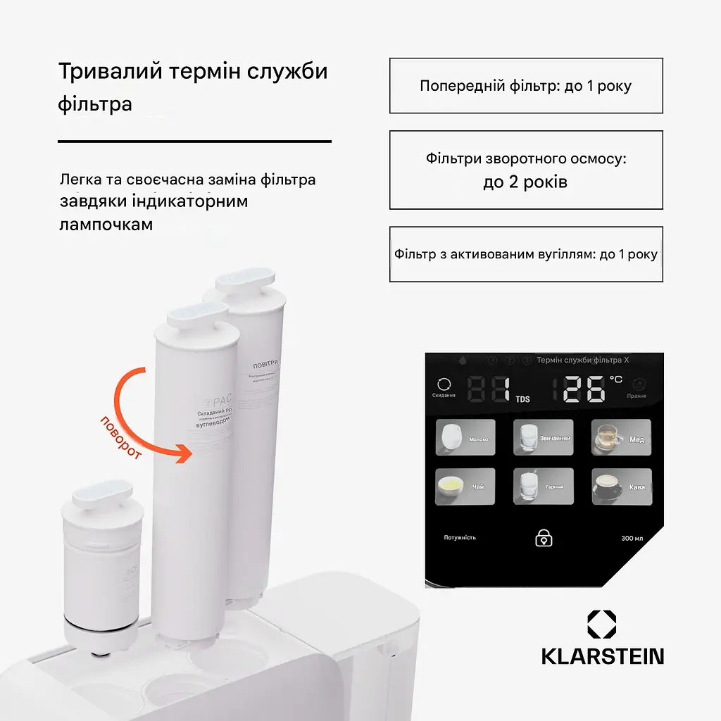 Система фільтрації води Klarstein AquaLine 3 л 5-ступенева (10045496) - фото 8