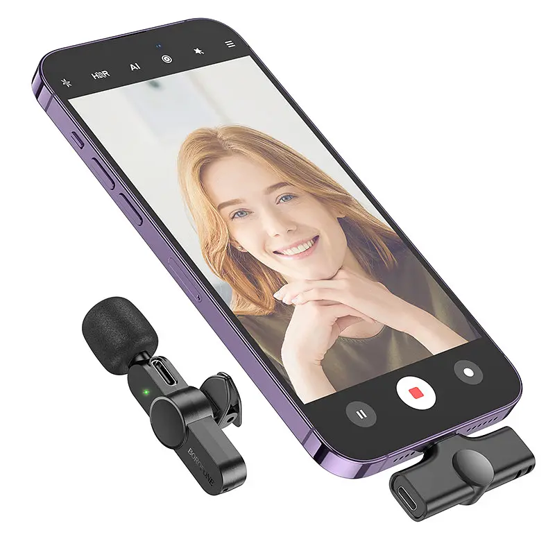 Бездротова мікрофонна система BOROFONE BFK12 Trophy lavalier (Lightning) Black (6941991106385) - фото 6