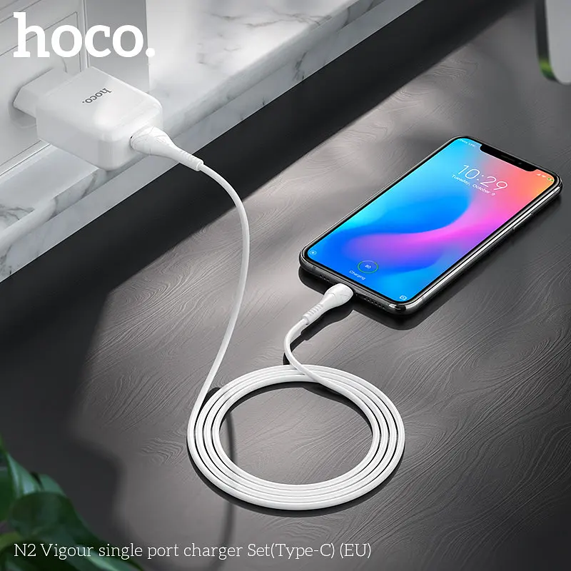 Адаптер мережевий HOCO Type-C cable Vigour N2 комплект із кабелем чорний - фото 9