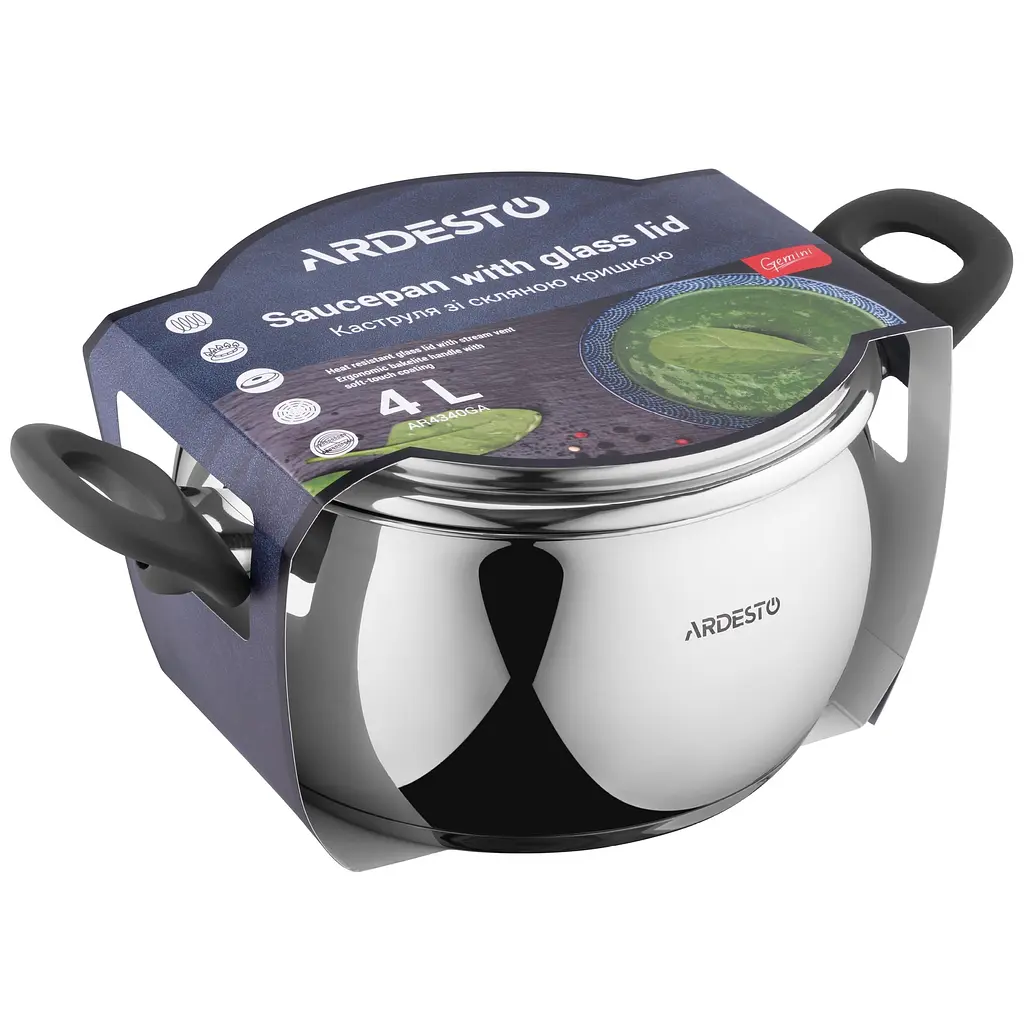 Каструля Ardesto Gemini, зі скляною кришкою, 4 л (AR4340GA) - фото 4