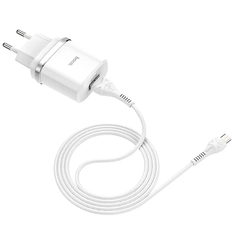 СЗУ Hoco C12Q Smart QC3.0 3A (1USB-A) + кабель USB to MicroUSB Белый - фото 3