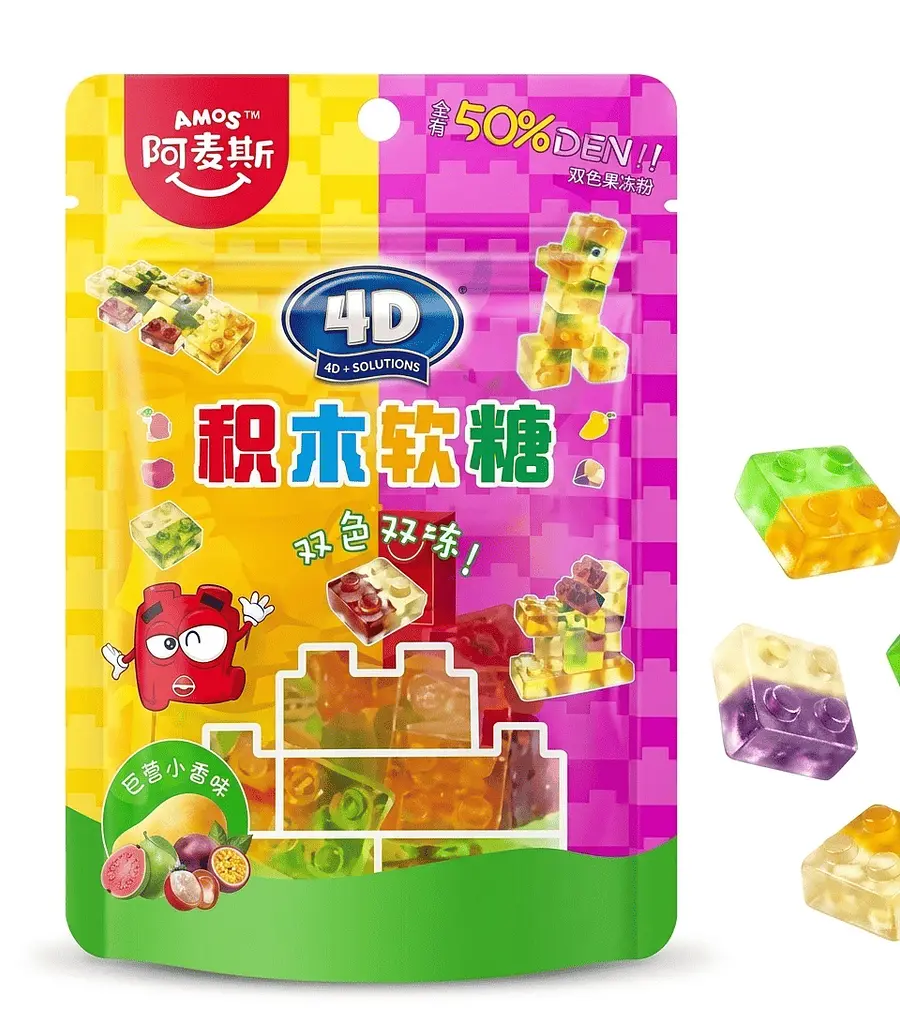 Желейні цукерки Amos 4D Fruit Juice Gummy Blocks 72г - фото 2