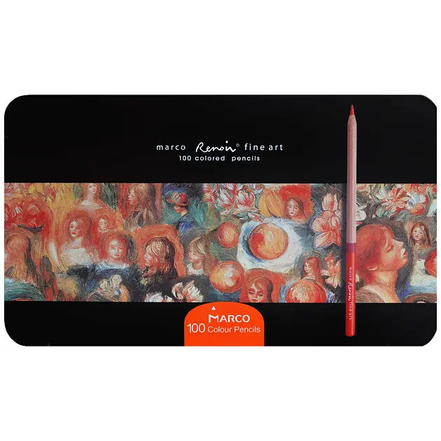 Олівці кольорові "Marco FineArt" 100 кол. /FineArt-3100-100TN/ Renoir круглі, метал пенал (1/2/12)