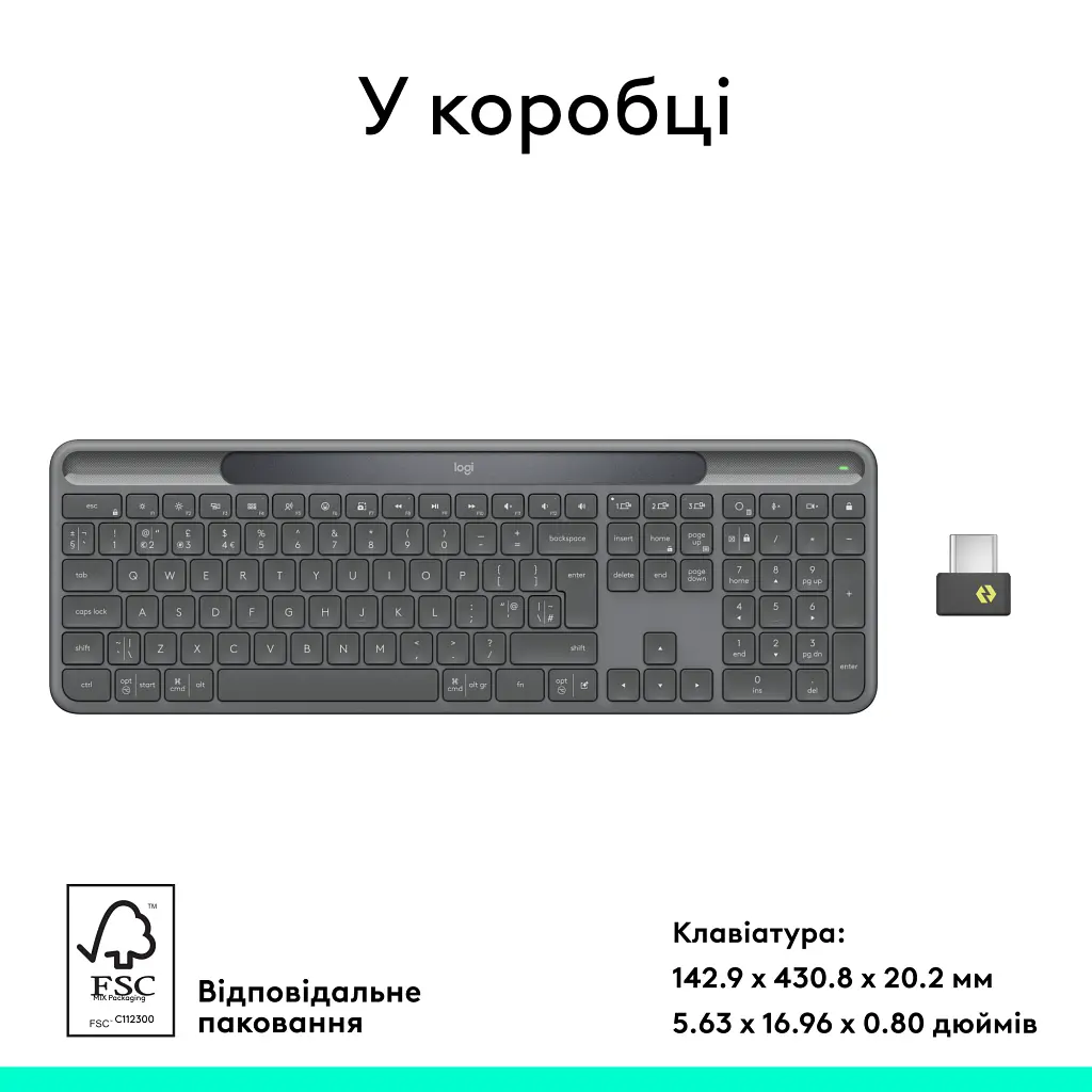 Клавіатура Logitech Slim Solar+ for Business Wireless/Bluetooth Graphite (920-013779) - фото 2