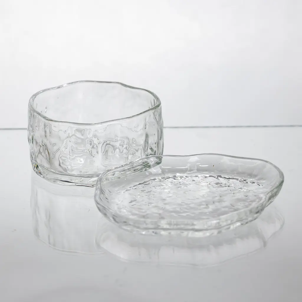 Набір піал з блюдцями скляні Gold Rimmed 200 мл фактурних Yiwu HP-34-93 - фото 5