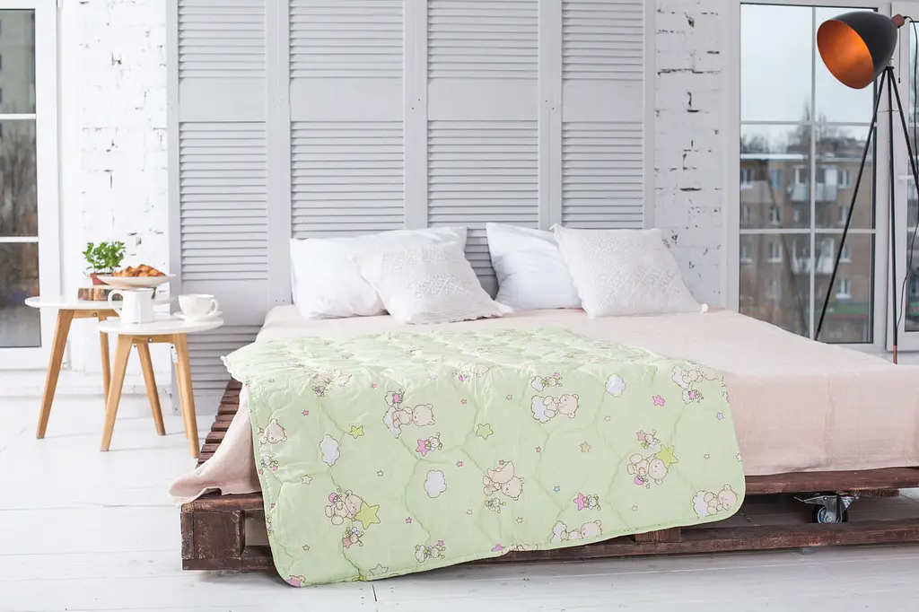 Ковдра дитяча Ecotton 110х140 см антиалергенна стьобана з бязі салатова 10-0214 green (19867) - фото 2