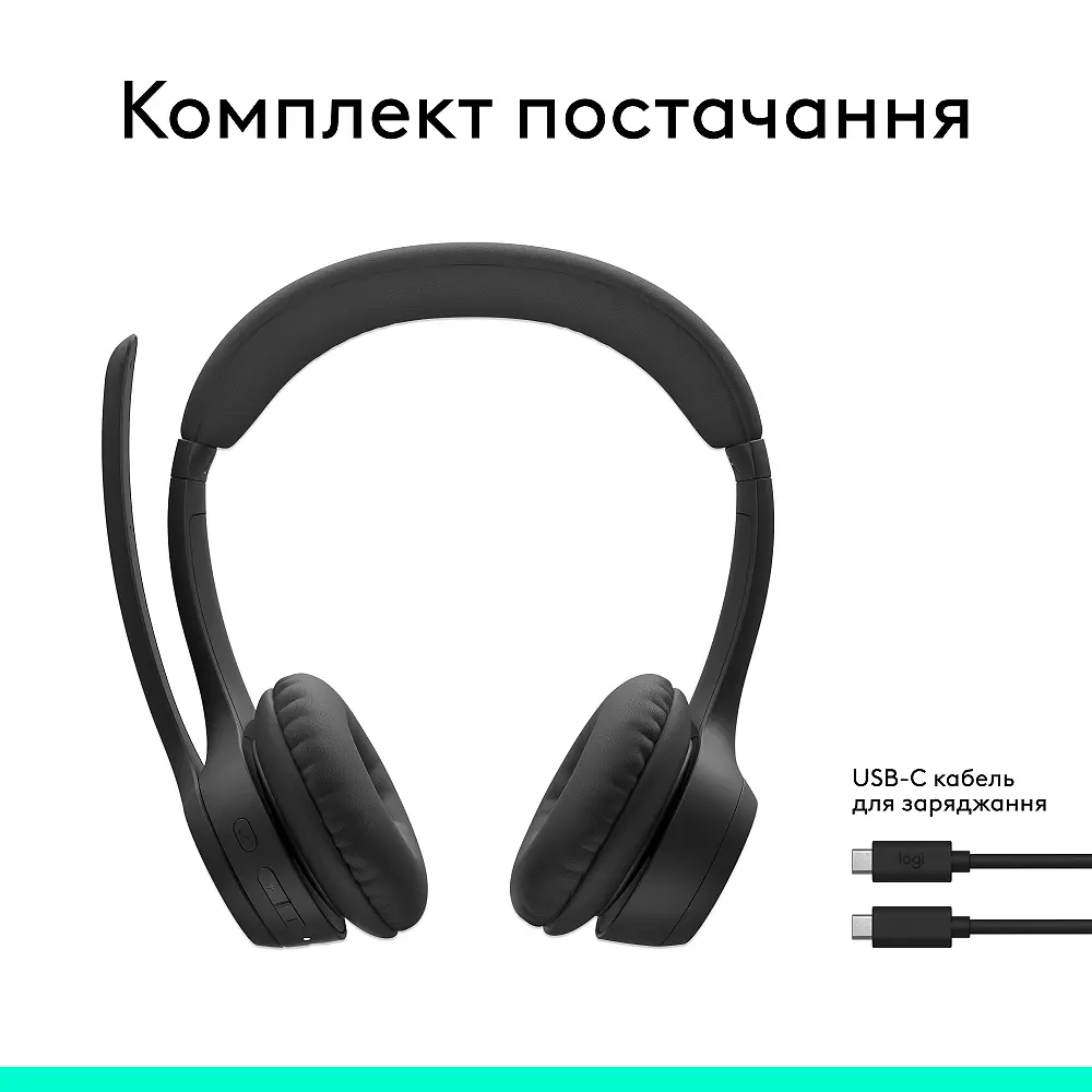 Бездротові навушники Logitech Zone 300 Wireless Headset BT Гарнітура стерео (981-001407) (чорна) - фото 6