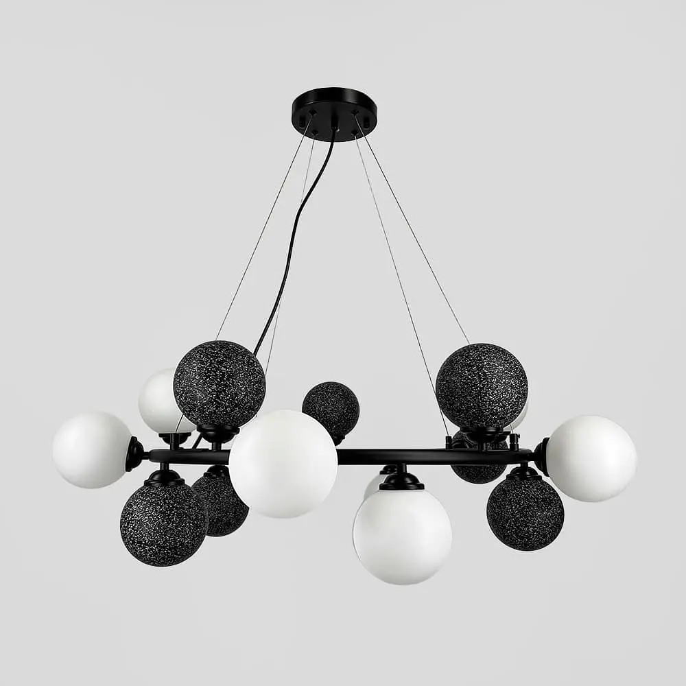 Кольцевая люстра HOLLY L с 15 черно-белыми плафонами на 8 лампах Ø 70 см | Line F | Ст. 1035/15 BK - фото 6