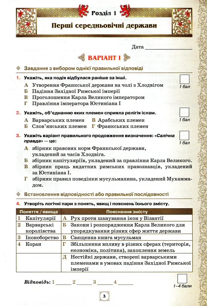 Всесвітня історія. 7 клас. Мої досягнення. Тематичне оцінювання - Ігор Щупак - фото 2