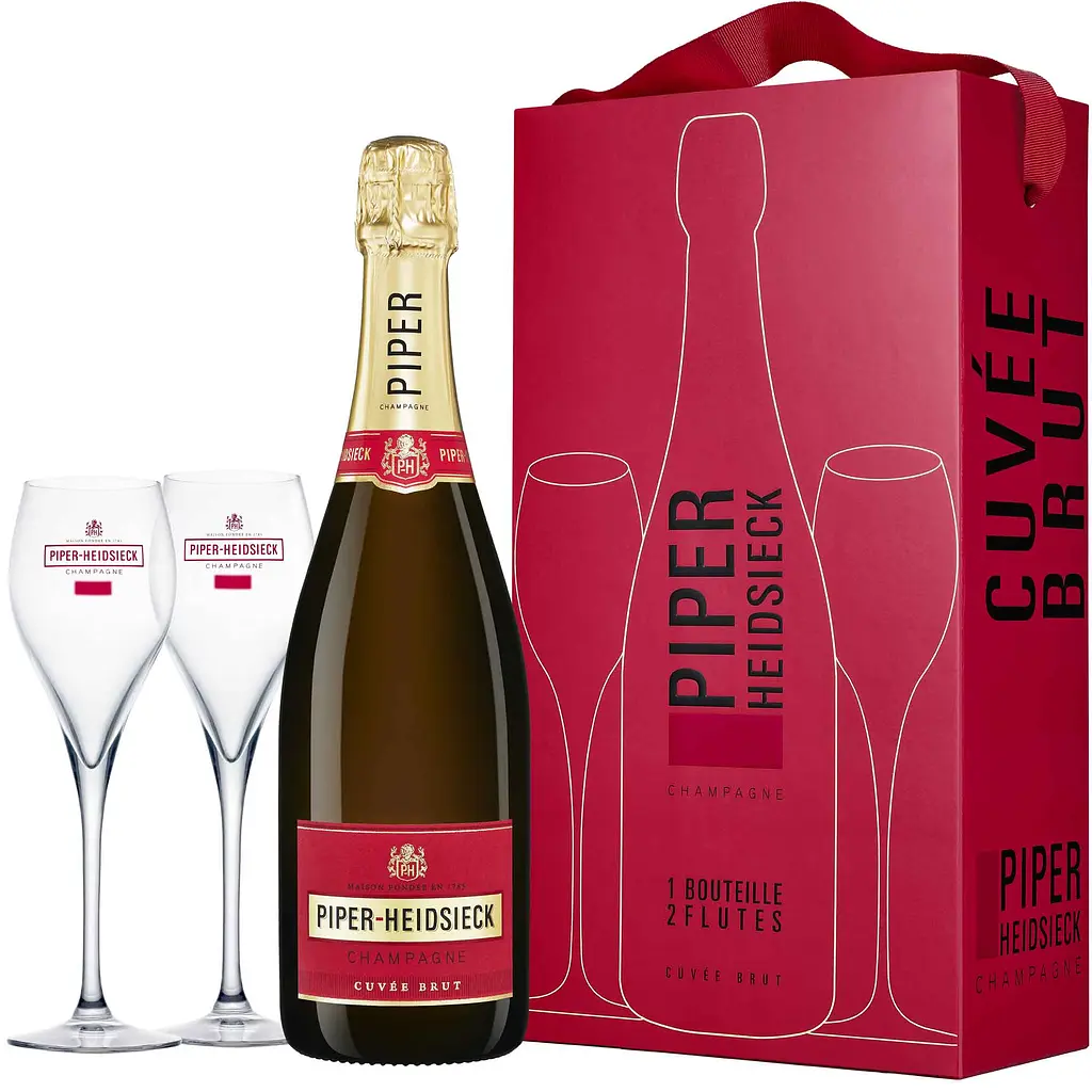 Набір: Шампанське Piper-Heidsieck Champagne Cuvee Brut біле брют 0.75 л + 2 келихи - фото 2