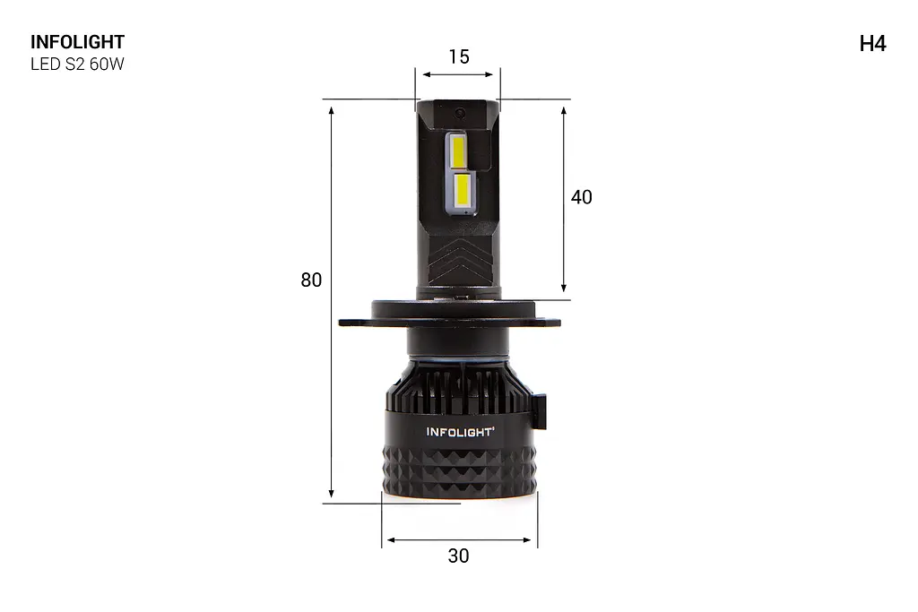 Комплект світлодіодних ламп Infolight S2 H4 60W - фото 6