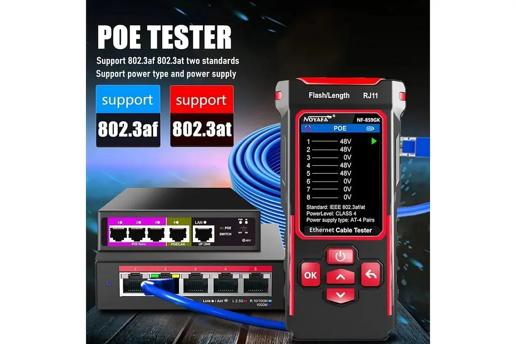 Багатофункціональний кабельний тестер Noyafa NF-859GK PoE тестер вітой пари, Wiremap, SCAN, NCV, QC, VFL, PING, IP-scan, RJ45 (19805) - фото 12