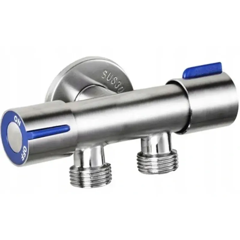 Кран для підключення сантехприладів Mixxus VAL-11-1/2x1/2x1/2 з нержавіючої сталі (синій) MI6811