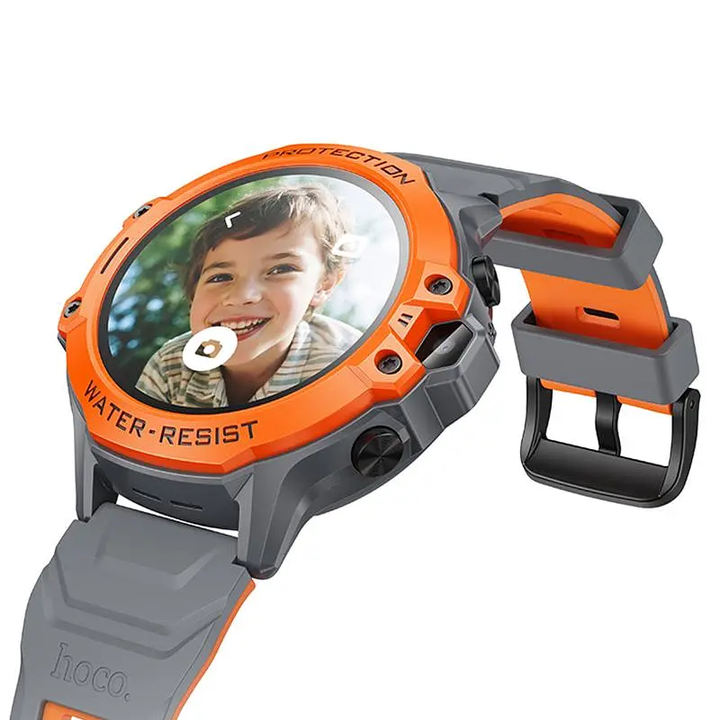 Дитячий cмарт-годинник Y107 4G with call function Orange Hoco teh0029822 - фото 3