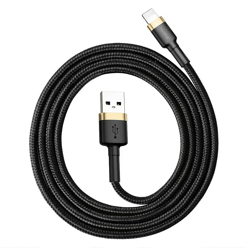 Дата кабель Baseus Cafule USB to Lightning 2.4A (1m) (CALKLF-B) Золотой/Черный - фото 2